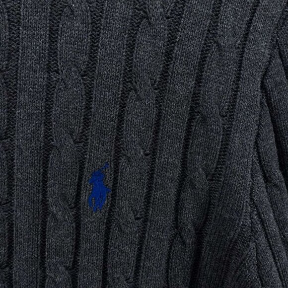 Polo Ralph Lauren Cable Knit Knitted Slim Fit Sweatshirt Grey XXL - Picture 5 of 12